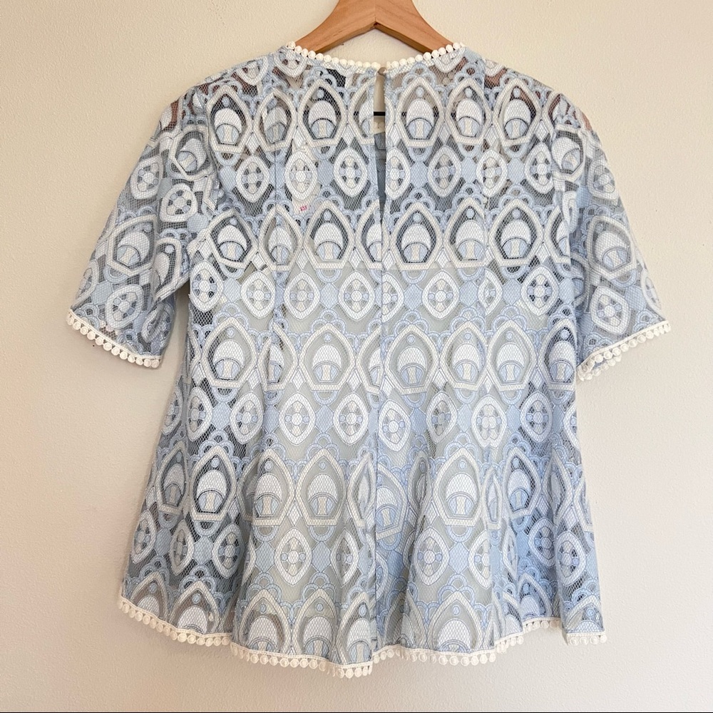 NWT amazing Anthropologie lace blouse top blue sz 0 - Picture 7 of 12